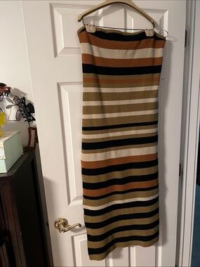 Camila Coelho Strapless Knit Dress in Black, Brown, Cream, Tan
